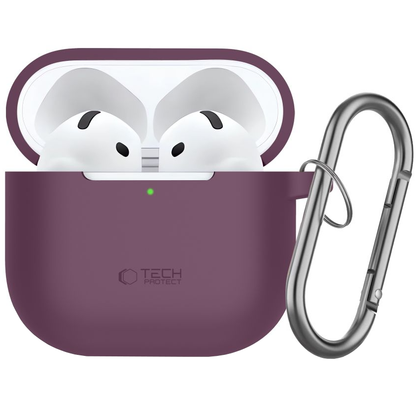 Custodia Tech-Protect Silicone Hook per Apple AirPods 4 / AirPods 5, color bordeaux.