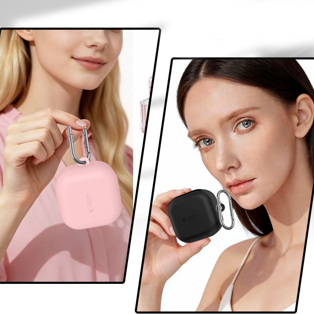 Custodia Tech-Protect Silicone Hook per Samsung Galaxy Buds4 / Buds4 Pro, Rosa