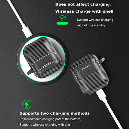 Custodia Techsuit CarbonFiber per Apple AirPods Gen 2 / Gen 1, Nera