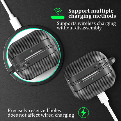 Custodia Techsuit CarbonFiber per Samsung Galaxy Buds3 FE / Buds3 Pro / Buds3, Nera