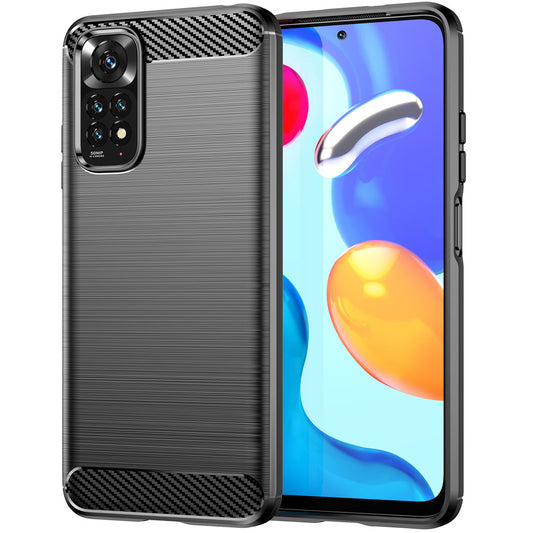 Custodia per Xiaomi Redmi Note 11S / Note 11, Carbonio, Nera