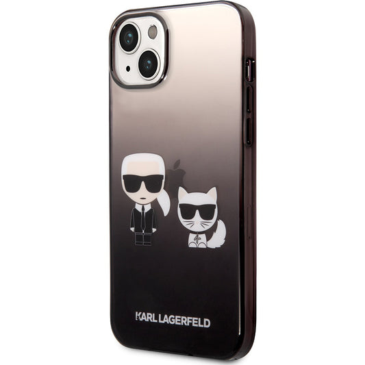 Custodia per Apple iPhone 14 Plus, Karl Lagerfeld, Gradient Karl & Choupette, Nera