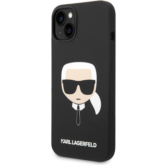 Custodia per Apple iPhone 14 Plus, Karl Lagerfeld, Silicone Karl's Head, Nera