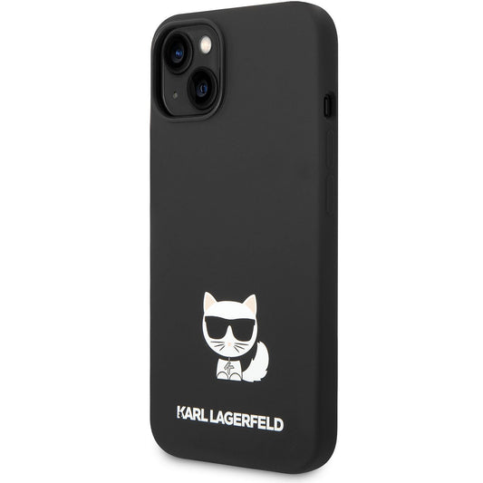 Custodia per Apple iPhone 14 Plus, Karl Lagerfeld, Silicone Body Choupette, Nera