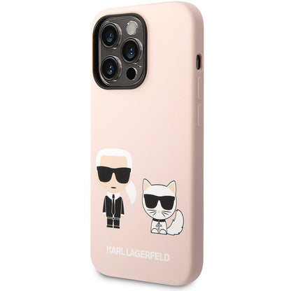 Custodia MagSafe per Apple iPhone 14 Pro Max, Karl Lagerfeld, Silicone Body Karl & Choupette, Rosa