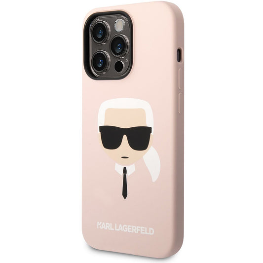 MagSafe Case for Apple iPhone 14 Pro, Karl Lagerfeld, Silicone Karl Head, Pink
