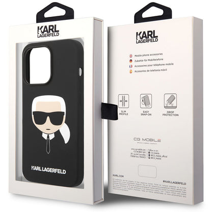 Custodia MagSafe per Apple iPhone 14 Pro, Karl Lagerfeld, Silicone Karl Head, Nera