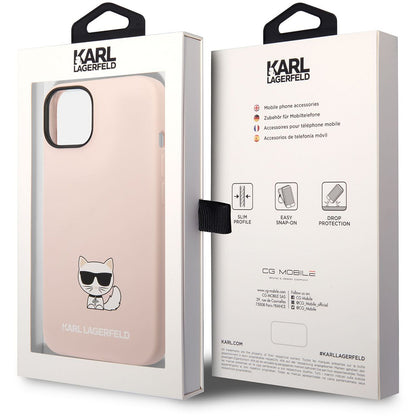 Custodia per Apple iPhone 14 Plus, Karl Lagerfeld, Silicone Body Choupette, Rosa