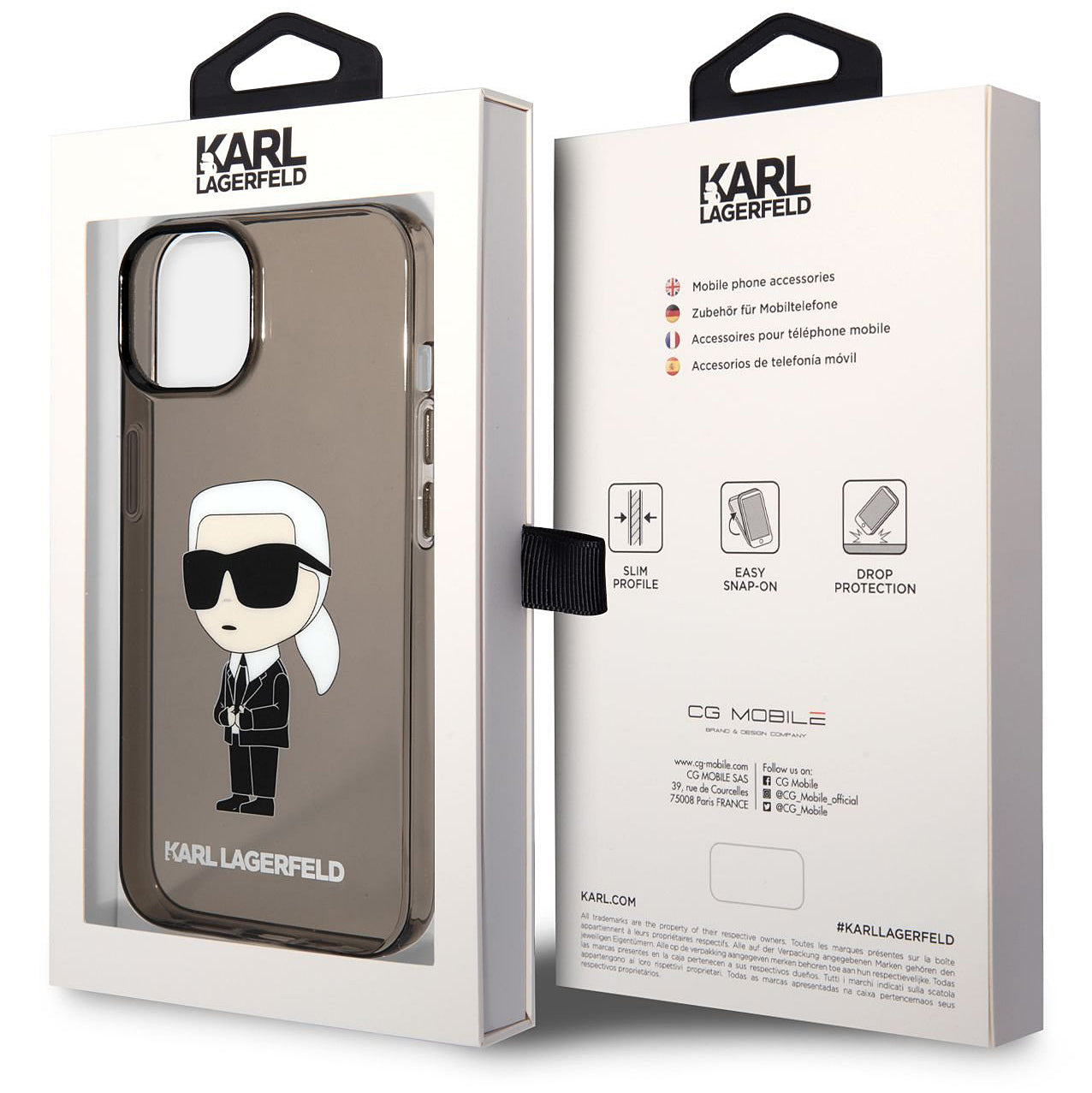 TPU Case Karl Lagerfeld IML for Apple iPhone 14 Plus, Ikonik NFT, Transparent Black KLHCP14MHNIKTCK