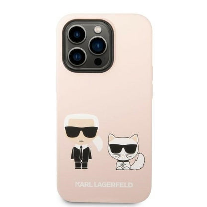 Custodia MagSafe per Apple iPhone 14 Pro, Karl Lagerfeld, Silicone Body Karl & Choupette, Rosa