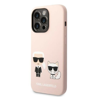 Custodia MagSafe per Apple iPhone 14 Pro, Karl Lagerfeld, Silicone Body Karl & Choupette, Rosa