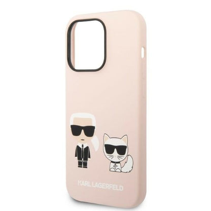 Custodia MagSafe per Apple iPhone 14 Pro, Karl Lagerfeld, Silicone Body Karl & Choupette, Rosa