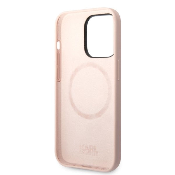 Custodia MagSafe per Apple iPhone 14 Pro Max, Karl Lagerfeld, Silicone Body Karl & Choupette, Rosa