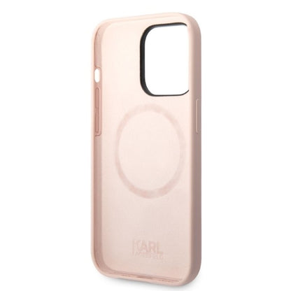Custodia MagSafe per Apple iPhone 14 Pro Max, Karl Lagerfeld, Silicone Body Karl & Choupette, Rosa