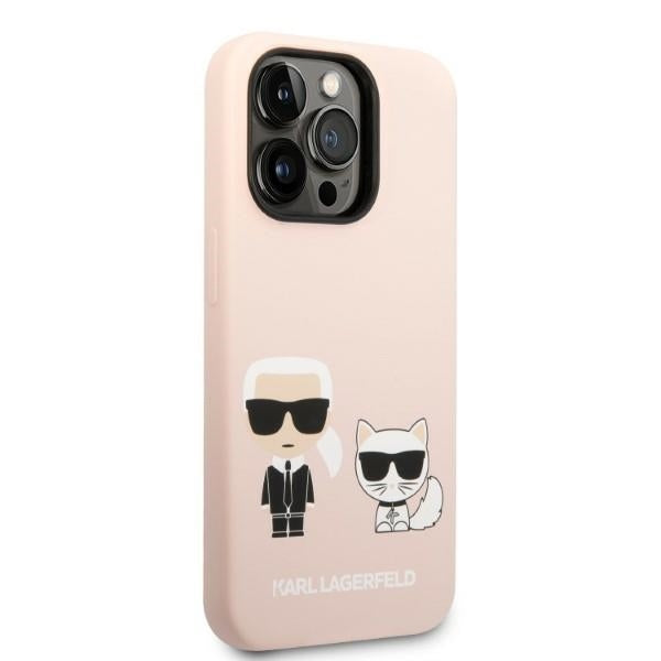 Custodia MagSafe per Apple iPhone 14 Pro Max, Karl Lagerfeld, Silicone Body Karl & Choupette, Rosa