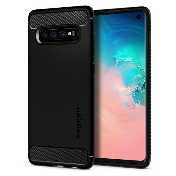 Custodia per Samsung Galaxy S10 G973, Spigen, Rugged Armour, nero 605CS25800