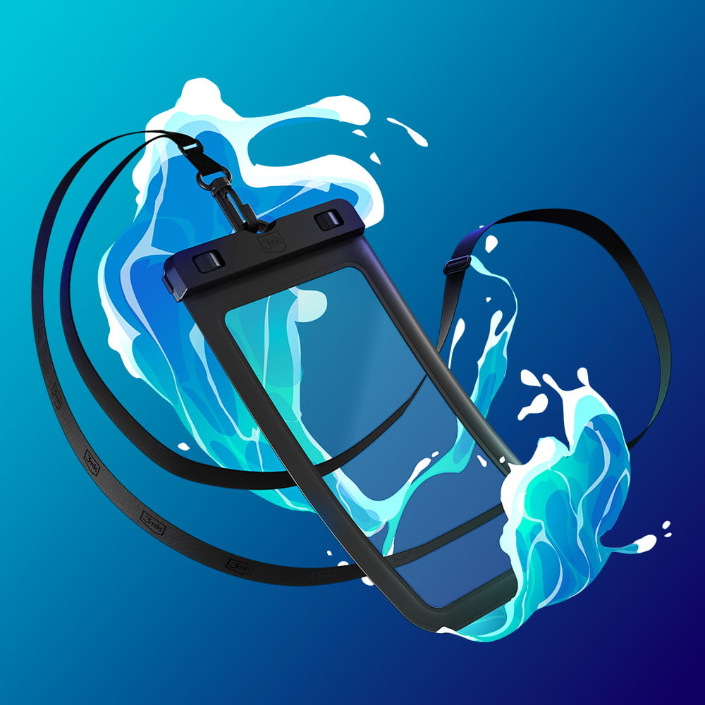 Custodia Universale Waterproof per Telefono max. 7 pollici, 3MK, Hydro, Nera