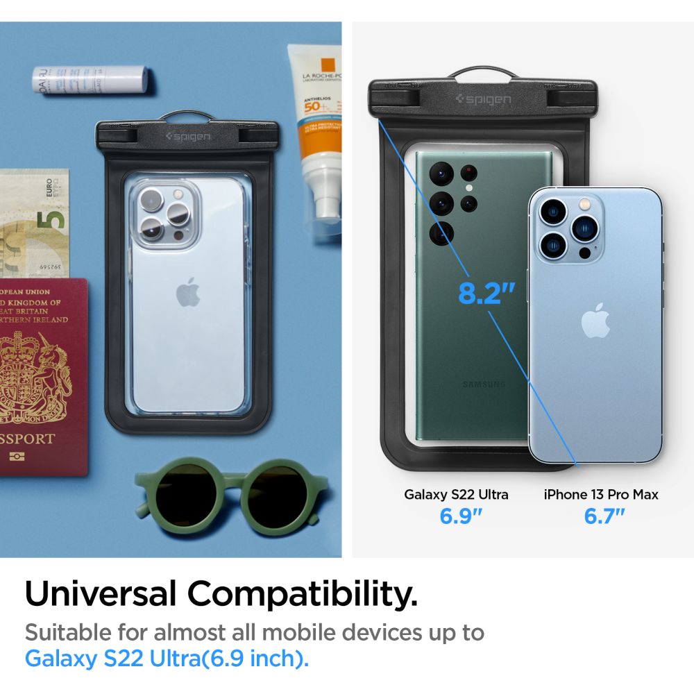 Custodia Universale Waterproof per Telefono 3.5inch - 7inch, Spigen, A601, Nera AMP04525