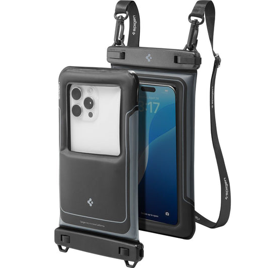 Custodia Universale Waterproof per Telefono max. 6.9inch, Spigen, A611P, Set 2 pezzi, Nera Opaca ACS09348