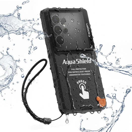 Custodia Universale Waterproof Spigen per Telefono max. 6,9 pollici, Aqua Shield A604, Nera ACS11675