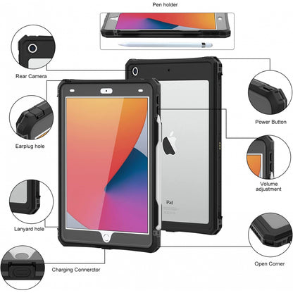 Custodia Waterproof per Apple iPad 10.2 (2021) / 10.2 (2020) / 10.2 (2019), ShellBox, Nera