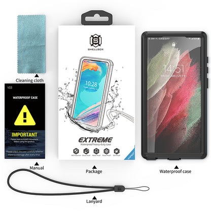Custodia Waterproof per Samsung Galaxy S23 Ultra S918, ShellBox, Nera
