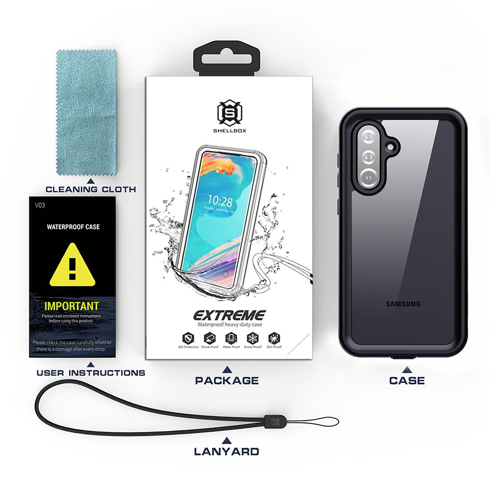 Custodia Waterproof per Samsung Galaxy S25+ S936, ShellBox, Nera