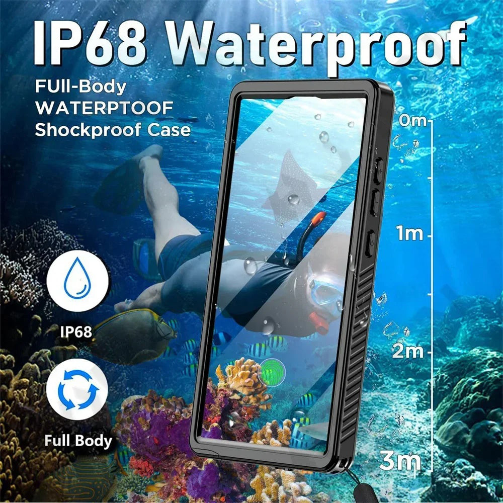 Custodia Waterproof per Samsung Galaxy S25 Ultra S938, ShellBox, Nera