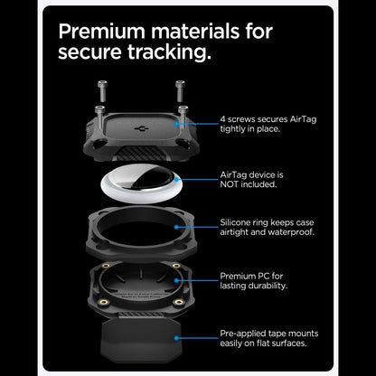 Custodia Waterproof Spigen Tough Armor per Apple AirTag, Nera ACS09781