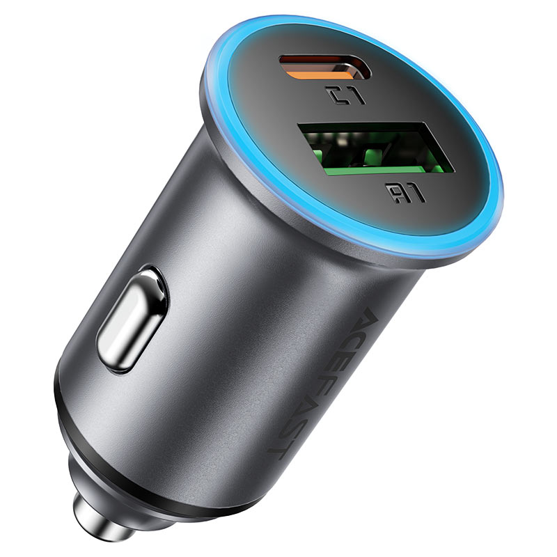 Caricabatterie Auto Acefast B15, 65W, 3.25A, 1 X USB-A - 1 x USB-C, Grigio