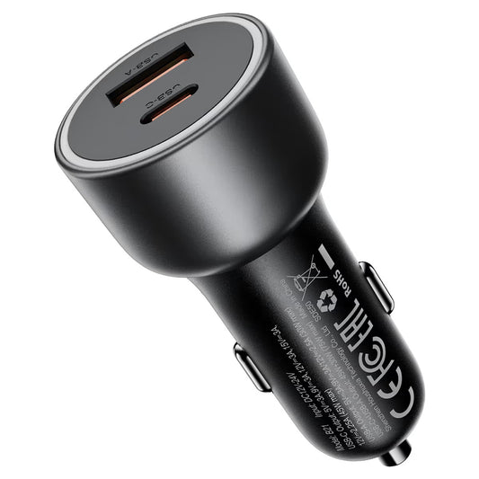Caricatore Auto Acefast B21, 75W, 3A, 1 x USB-A - 1 x USB-C, Grigio