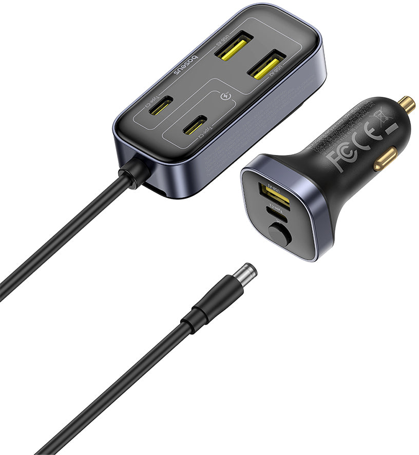 Caricabatterie Auto Baseus BackseatPal L1, 110W, 3A, 3 x USB-A - 3 x USB-C, Nero C00081100121-00
