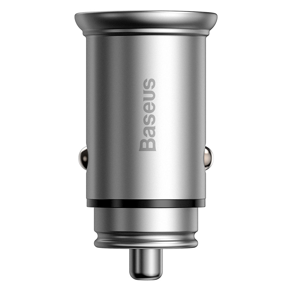 Caricabatterie Auto Baseus Circular Metal, 30W, 5A, 1 x USB-A - 1 x USB-C, Grigio