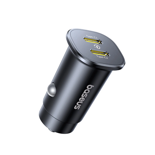 Caricabatterie Auto Baseus GoTrip, 30W, 3A, 2 x USB-C, Nero