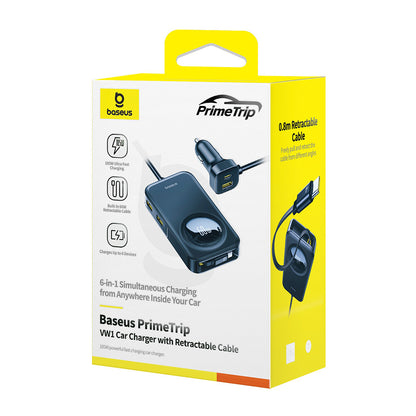 Caricabatterie Auto Baseus PrimeTrip VW1, 105W, 3A, 3 x USB-A - 2 x USB-C, Nero C00069000121-00