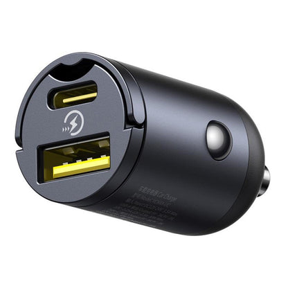 Caricabatterie Auto Baseus Tiny Star, 30W, 3A, 1 x USB-A - 1 x USB-C, Nero, Ricondizionato C00035001121-02