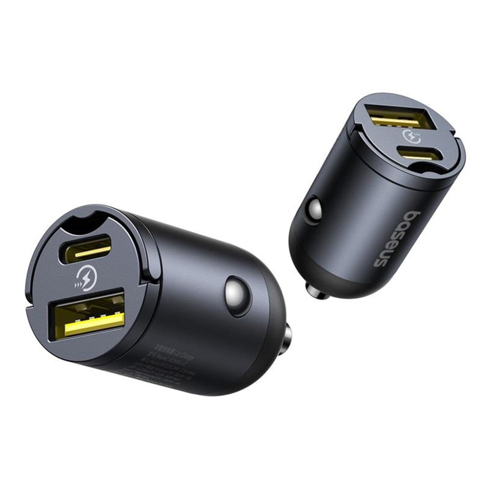 Caricabatterie Auto Baseus Tiny Star, 30W, 3A, 1 x USB-A - 1 x USB-C, Nero, Ricondizionato C00035001121-02