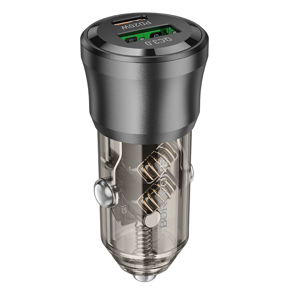 Caricabatterie Auto Borofone BZ25 Journey, 38W, 3A, 1 x USB-A - 1 x USB-C, Nero