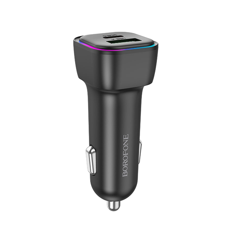 Caricabatterie Auto Borofone BZ28A Trophie, 30W, 3A, 1 x USB-A - 1 x USB-C, Nero