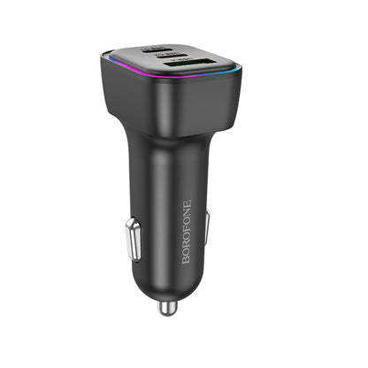 Caricabatterie Auto Borofone BZ28C Trophie, 60W, 3A, 1 x USB-A, 2 x USB-C, Nero
