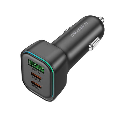 Caricabatterie Auto Borofone BZ28C Trophie, 60W, 3A, 1 x USB-A, 2 x USB-C, Nero
