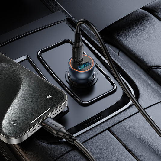 Caricabatterie Auto Borofone BZ32A Fresh, 30W, 3A, 1 x USB-A - 1 x USB-C, Grigio