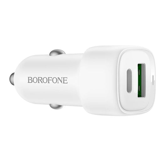 Caricabatterie Auto Borofone BZ34B Cloud, 20W, 3A, 1 x USB-A - 1 x USB-C, Bianco