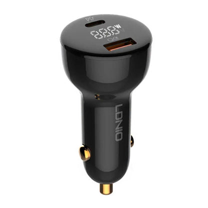 Caricabatterie da auto Ldnio C101 con cavo USB-C, 100W, 5A, 1 x USB-A - 1 x USB-C, nero 