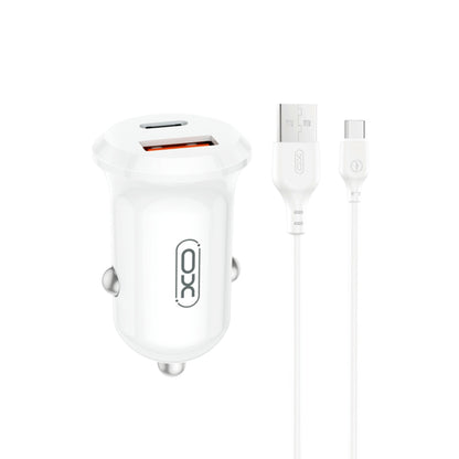 Caricabatterie Auto Con Cavo USB-C XO Design CC69, 30W, 3A, 1 x USB-A - 1 x USB-C, Bianco
