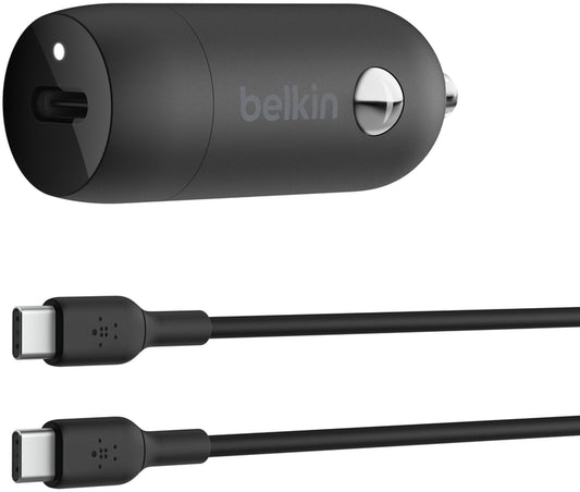 Caricatore Auto Con Cavo USB-C Belkin BoostCharge, 30W, 3A, 1 x USB-C, Nero CCA004bt1MBK-B6