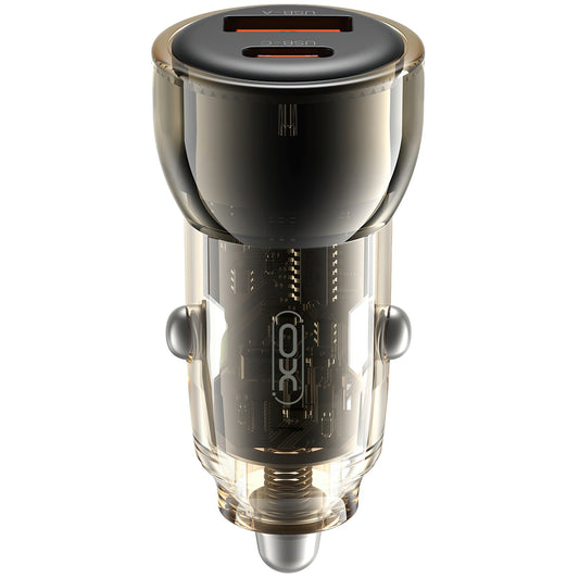 Caricabatterie Auto con Cavo USB-C XO Design CC60, 60W, 3A, 1 x USB-A - 1 x USB-C, Nero