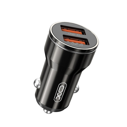Caricabatterie Auto con Cavo USB-C XO Design CC48, 12W, 2.4A, 2 x USB-A, Grigio