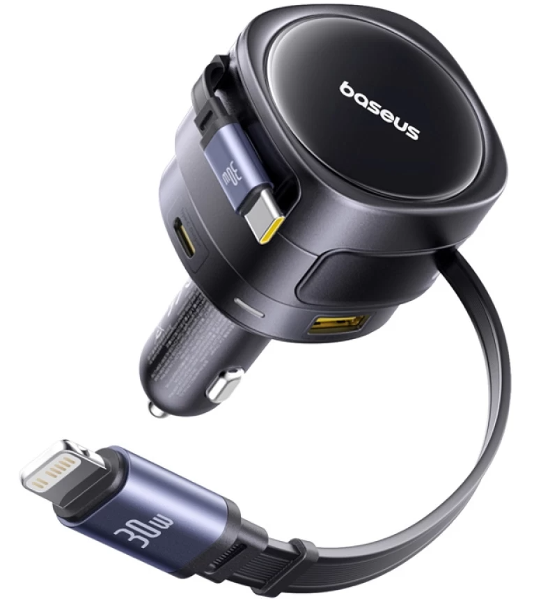 Caricabatterie da auto con cavo USB-C / Lightning Baseus Enjoyment Max, 90 W, 1 x USB-A - 1 x USB-C, Nero C00035507121-02