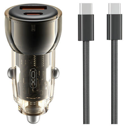 Caricabatterie Auto con Cavo USB-C XO Design CC60, 60W, 3A, 1 x USB-A - 1 x USB-C, Nero